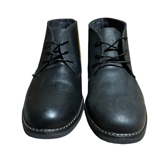 Nunn Bush Men’s 13 Black Leather Lancaster Plain Toe Chukka Boots Lace Up - Picture 2 of 11